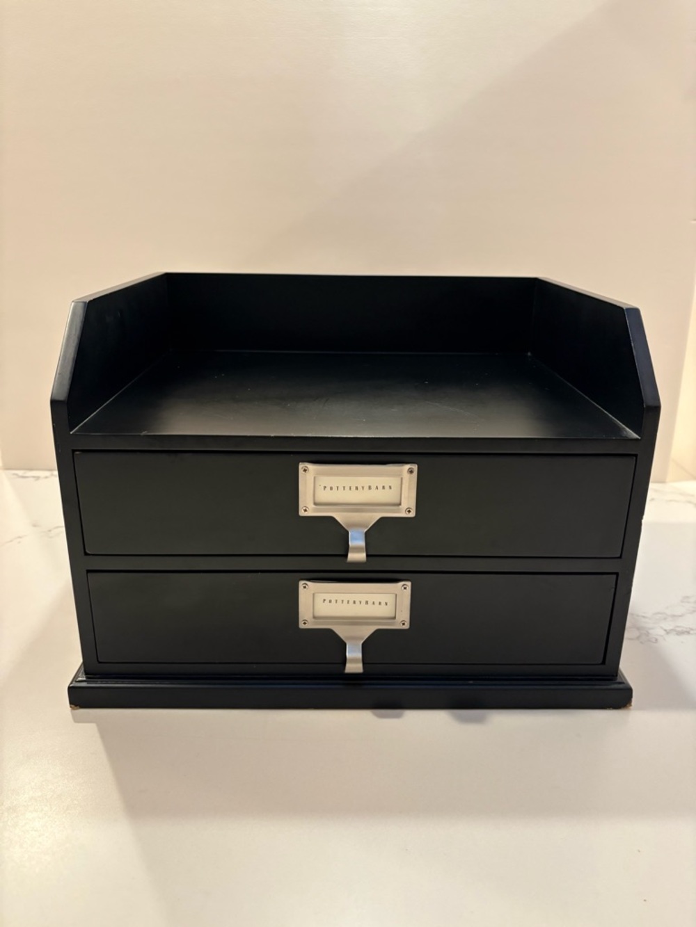 Pottery Barn Bedford Two Drawer Desk Organizer Black Office Storage Organization